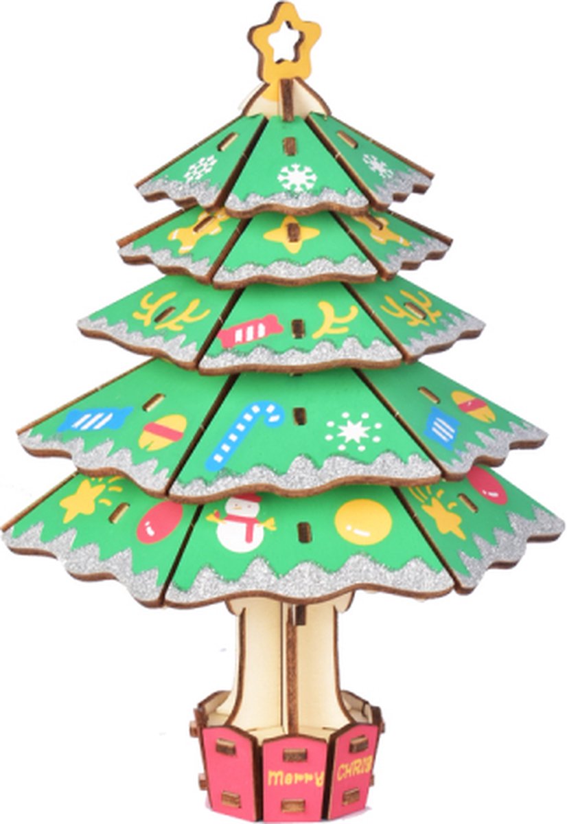De Bouwplaats 3D Houten Bouwpakket Kerstboom Puzzel - Eenvoudig - 43 onderdelen