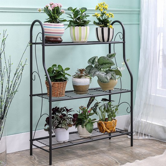 Plantenrek Binnen Met Wielen, Plantenrek Buiten, Plantenstandaard Voor Meerdere Planten, Metalen Hoekplantstandaard Voor Venstertuin Balkon Woonkamer (Color : /Gold, Size : 3 Tier