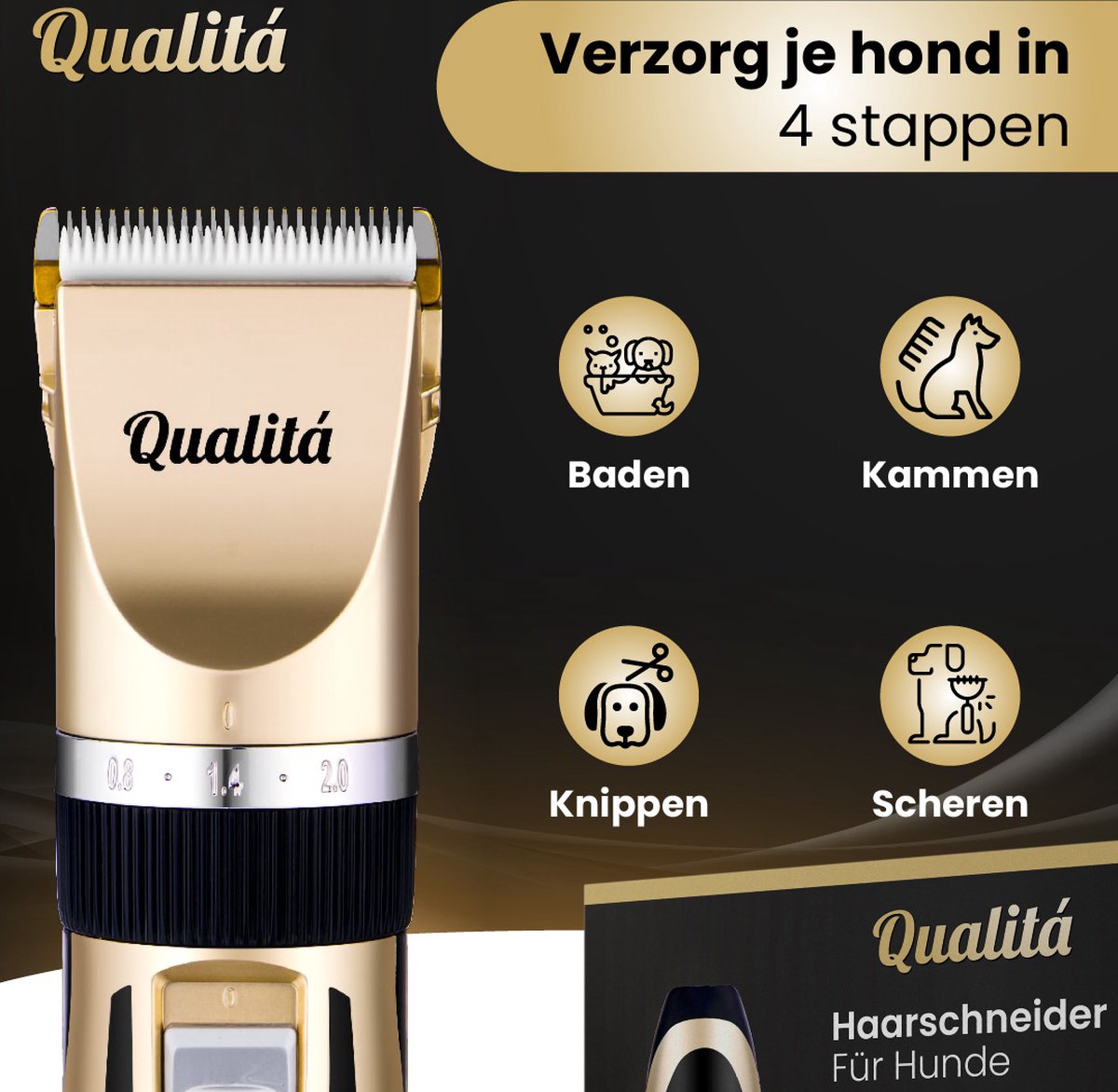Qualitá® Professionele Honden Tondeuse Set Tondeuse voor Huisdier Honden en Katten