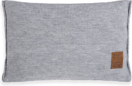 Knit Factory Uni Sierkussen - Rechthoekig kussen - Kussen woonkamer - Bank kussen - Decoratie kussen - Licht Grijs - 60x40 cm - Kussenhoes inclusief kussenvulling