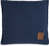 Knit Factory Uni Sierkussen - Jeans - 50x50 cm - Kussenhoes inclusief kussenvulling