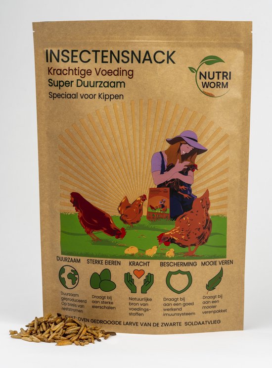 Foto: Insectensnack voor kippen kippenvoer snack kippen alternatief voor meelwormen nutriworms 500 gram 3 57 liter 