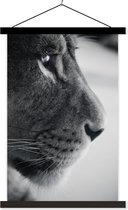 Poster profil animal lion en textielposter noir et blanc lattes noires 60x90 cm - Tirage photo sur plaque scolaire (décoration murale salon / chambre)