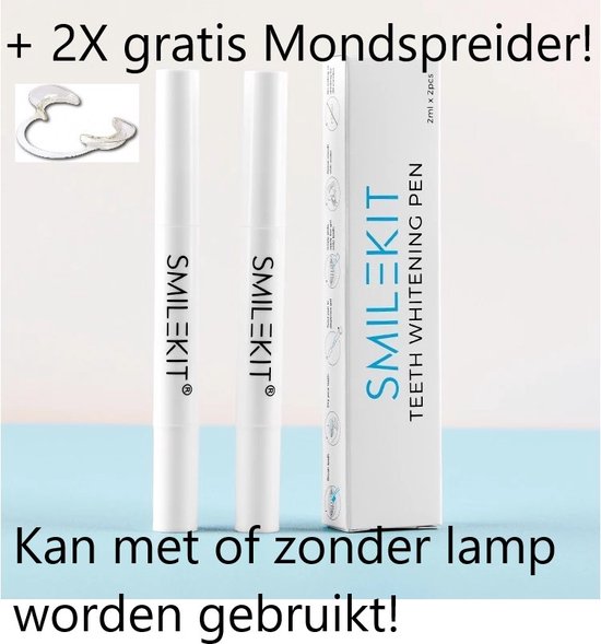 Foto: Smilekit 2 stuks whitening pen gratis 2x mondspreider teeth whitening witte tanden tandbleekset tanden bleken whitening frisse adem thuis tanden bleken 100 veilig tandenblekers 100 natuurlijke ingredi nten peroxidevrij