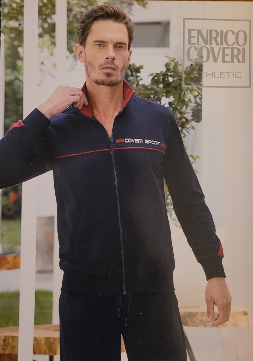 Enrico Coveri Trainingspak rood kleur voor heren met vest en sport broek, Blauw kleur maat XL