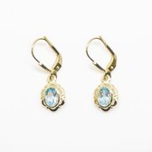 Blue Topaz Floral Earrings – 8 Karaat Goud met topaas – Topaas Oorbellen – Valentijn Cadeautje Dames