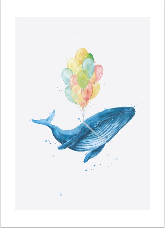 Balloon Whale - Poster - A5 - 14.8 x 21 cm
