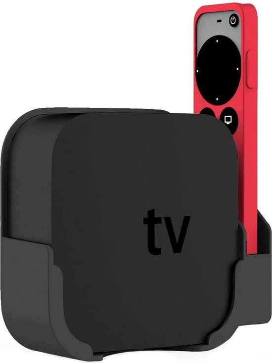 Luxe Beugel Houder Geschikt Voor Apple TV Full HD / 4K Met Siliconen Beschermhoes - Geschikt Voor Siri Remote 2e Generatie - Zwart
