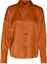 Vero Moda VMCHRISTINA L/S SATIN SHIRT EXP Dames Shirt Burnt Orange - Maat XL
