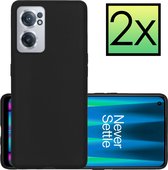 Hoes Geschikt voor OnePlus Nord CE 2 Hoesje Cover Siliconen Back Case Hoes - Zwart - 2x