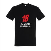 Stijlvol 18 Jaar Verjaardag T-shirt - "18 Jaar en Woest Aantrekkelijk" - Maat XL - zwart t-shirt
