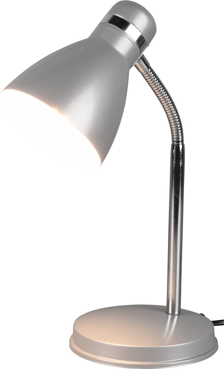 LED Bureaulamp - Tafelverlichting - Torna Himaya - E27 Fitting - Rond - Mat Titaan - Aluminium
