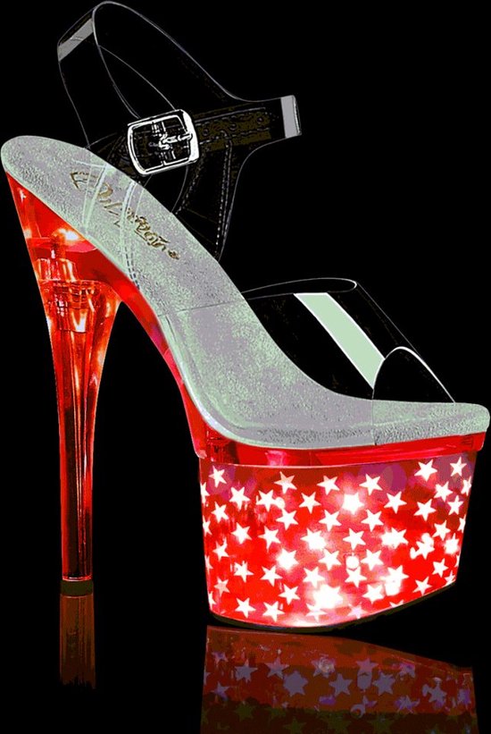 Pleaser Sandale avec bride à la cheville, Chaussures de pole dance -37 Shoes- DISCOLITE-708STAR US 7 Transparent