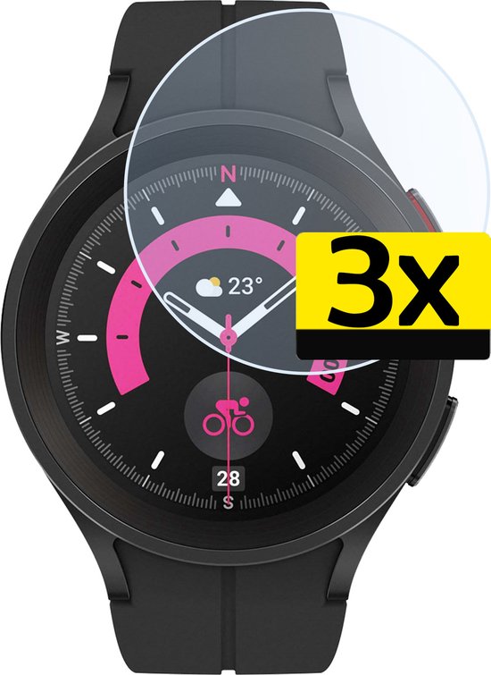 Screenprotector Geschikt voor Samsung Watch 5 Pro 45 mm Screenprotector Bescherm Glas Screen Protector - Screenprotector Geschikt voor Samsung Galaxy Watch 5 Pro (45 mm) Gehard Glas - 3 Stuks