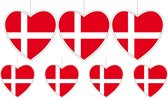 7-delige hou van Denemarken versiering set hartjes van 14 cm en 28 cm - Landen vlaggen feestartikelen