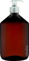 Lege Plastic Fles Apothekersfles 500 ml PET Amber bruin - met transparante pomp - set van 10 stuks - navulbaar - leeg