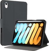 Geschikt Voor iPad Mini 6 Hoes - Mini 2021 Hoes - Fonu Trifold Bookcase - Mini 6 Cover - Mini 6 Case - Smart Case Cover - 6e Generatie - Shockproof - Met Autowake - Met Standaard - Hoesje Met Pencil Houder - Donkergrijs