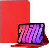 Geschikt Voor iPad Mini 6 Hoes - Mini 6 Cover - Mini 6 Case - Bookcase - Hoesje - 8.3 Inch - Met Standaard - 360 Draaibaar - Roterend - Rood
