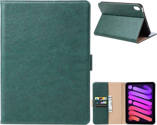 Fonu Premium Leren Boekmodel hoes Geschikt Voor iPad Mini 6 - 8.3 inch - Groen