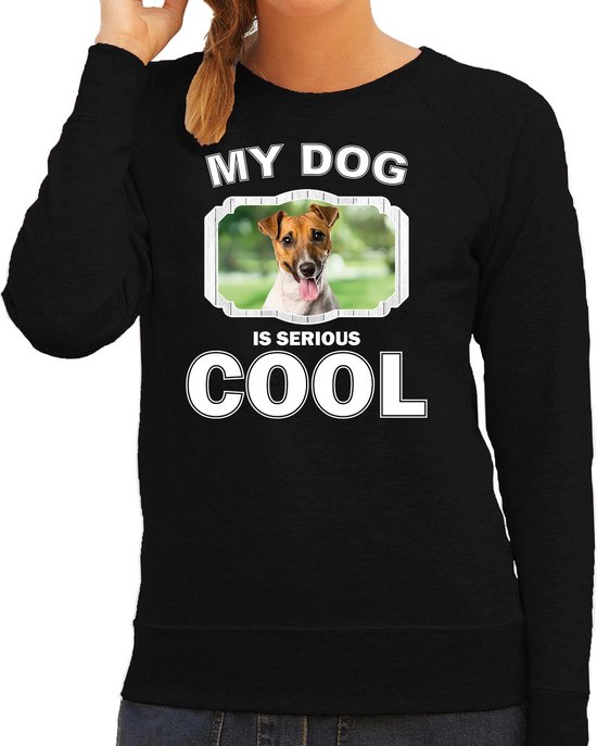 Jack russel honden trui / sweater my dog is serious cool zwart dames Jack russel...