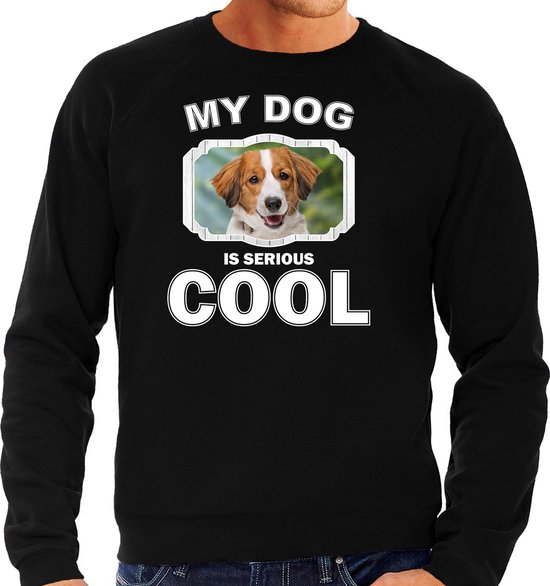 Foto: Kooiker honden trui sweater my dog is serious cool zwart heren kooikerhondjes liefhebber cadeau sweaters m