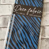 Deco Stof, 100% Polyester, quilten, patchwork, embroidery, 70 x 100 cm, Dieren print zebra blauw zwart
