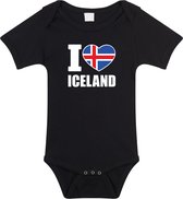 I love Iceland baby rompertje zwart jongens en meisjes - Kraamcadeau - Babykleding - IJsland landen romper 80