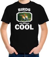 Dieren vogels t-shirt zwart kinderen - birds are serious cool shirt  jongens/ meisjes - cadeau shirt bijeneter vogel/ vogels liefhebber - kinderkleding / kleding 110/116