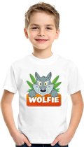Wolfie de wolf t-shirt wit voor kinderen - unisex - wolven shirt - kinderkleding / kleding 110/116