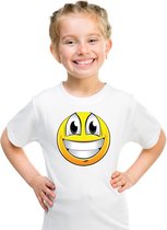 emoticon/ emoticon t-shirt super vrolijk wit kinderen 110/116