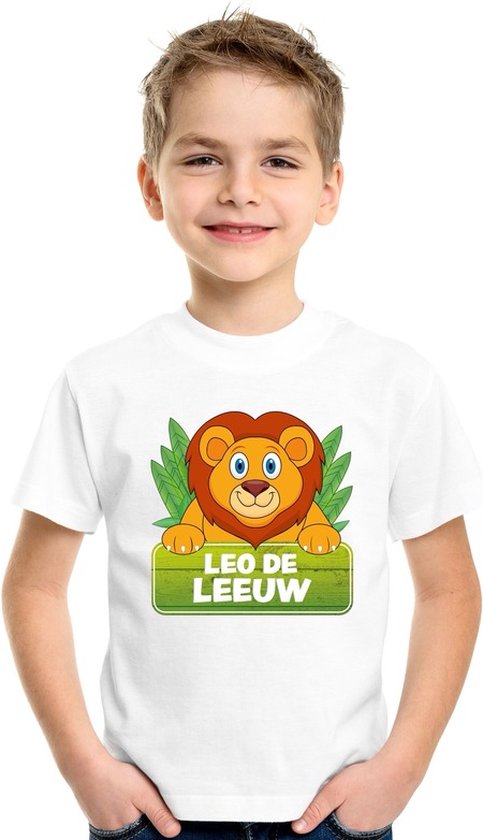 Leo de leeuw t-shirt wit voor kinderen - unisex - leeuwen shirt - kinderkleding / kleding 158/164