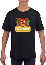 Browny de beer t-shirt zwart voor kinderen - unisex - beren shirt - kinderkleding / kleding 158/164