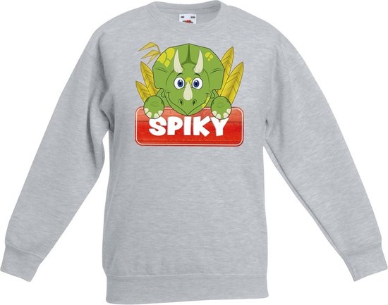 Spiky de dinosaurus sweater grijs voor kinderen - unisex - dino trui - kinderkleding / kleding 98/104