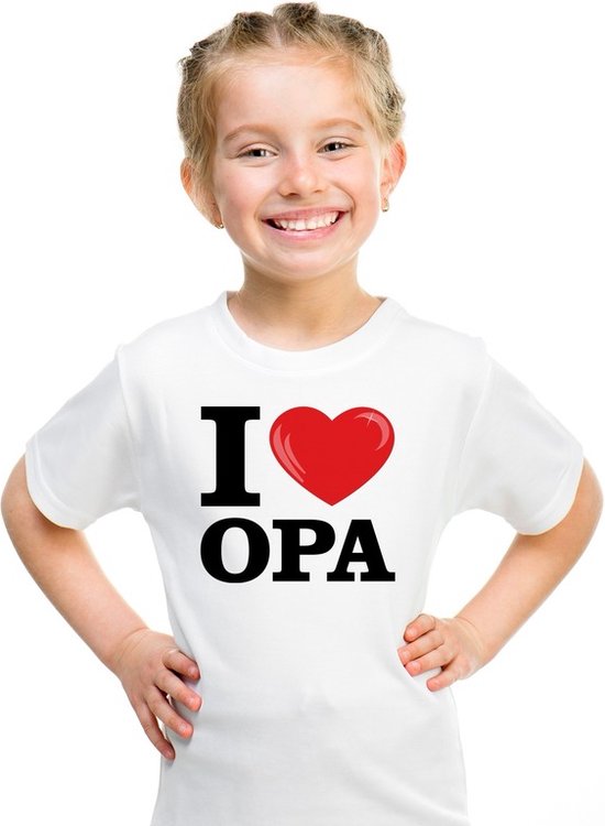 Wit I love Opa t-shirt kinderen 158/164