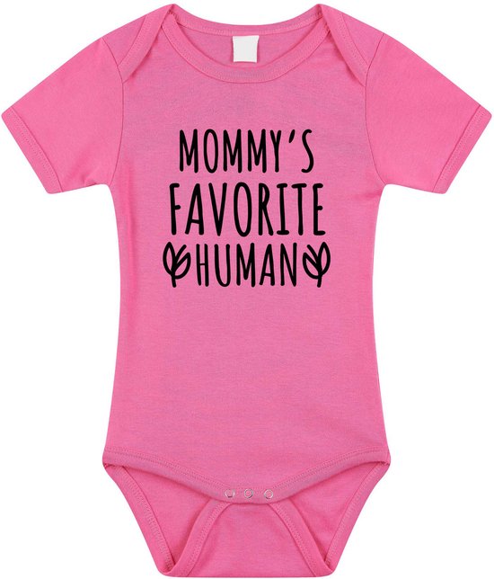 Foto: Mommys favourite human tekst baby rompertje roze meisjes kraamcadeau moederdag babykleding 92