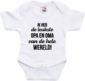 Leukste opa en oma tekst baby rompertje wit jongens en meisjes - Cadeau opa en oma - Babykleding 56