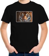 Dieren shirt met tijgers foto - zwart - voor kinderen - natuur / tijger cadeau t-shirt 158/164