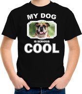Britse bulldog honden t-shirt my dog is serious cool zwart - kinderen - Britse bulldogs liefhebber cadeau shirt - kinderkleding / kleding 110/116