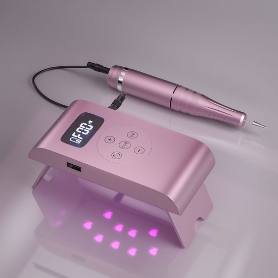 2 in 1 Nagelfrees UV/LED Lamp-Roze Oplaadbare/Draadloze Nagelfrees-Nagelfrees- Manicure/pedicure voeten en handen-Acrylnagels-Gelnagels-UV/LED…