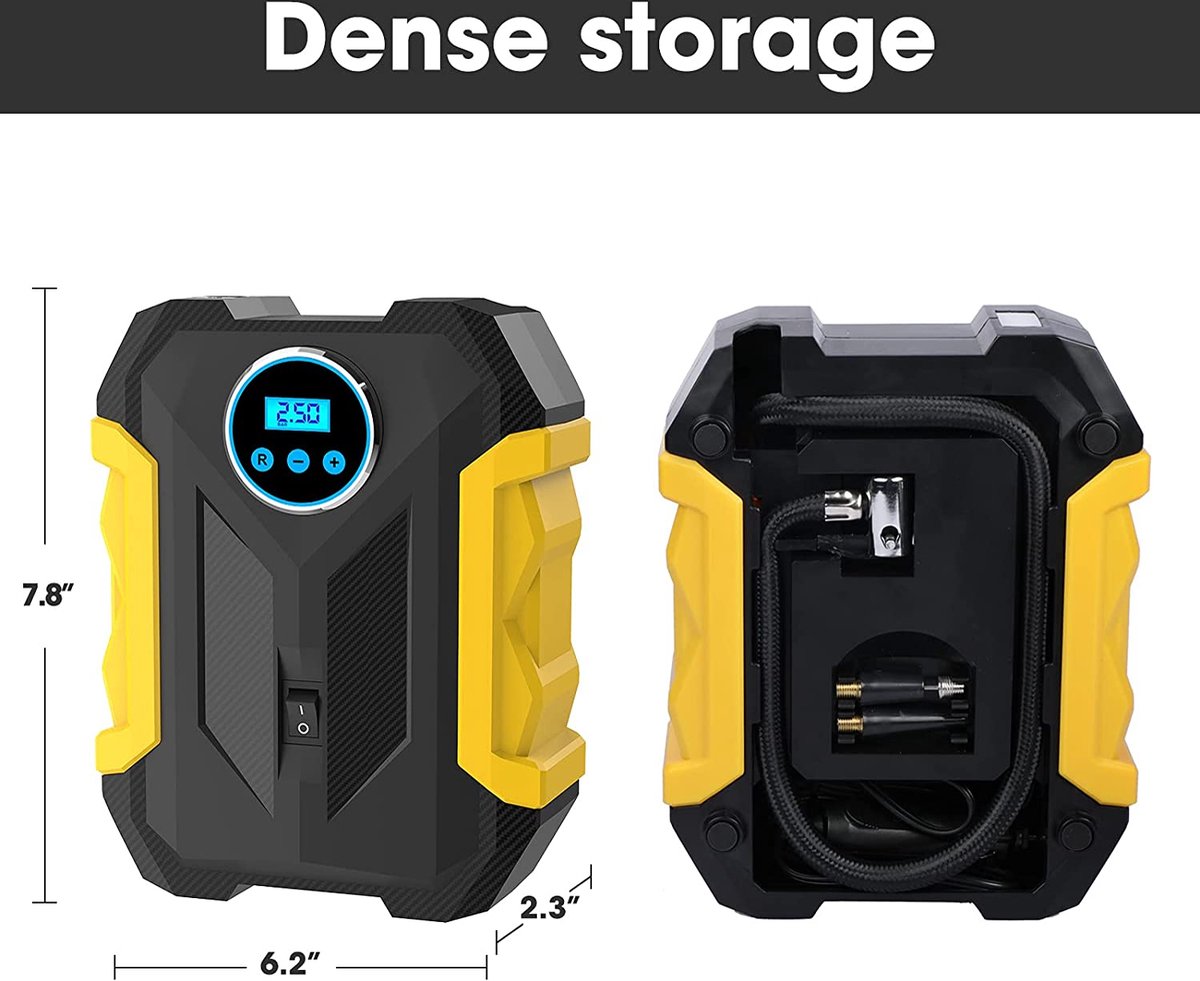 Digitale Luchtcompressor 12V - Draagbare Bandenpomp met LED-licht thumbnail 4
