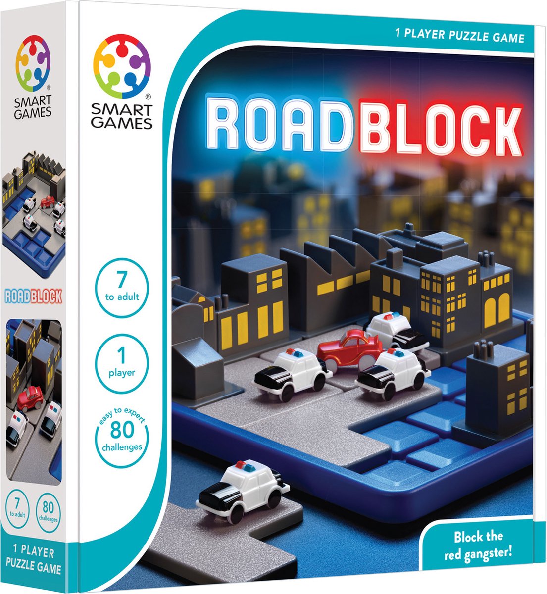 SmartGames - RoadBlock - Denkspel met 80 opdrachten - politie auto's