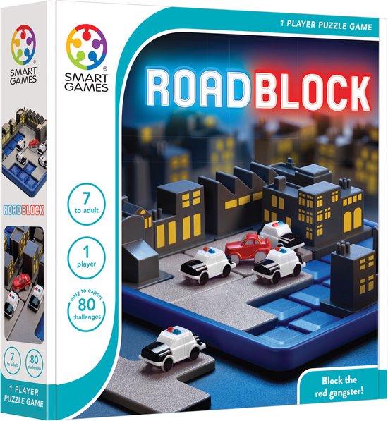 SmartGames - RoadBlock - Denkspel met 80 opdrachten - Houd de dief!