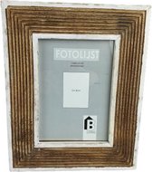 Fotolijst met brede natuurlijke rand CHASE - Bruin / Wit - Hout / Glas - 13 x 18 cm