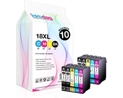 Inktdag inktcartridge voor Epson 18XL multipack van 10 kleuren (4*BK, 2*C, M en Y) voor Epson Expression Home XP202, XP205, XP30, XP302, XP305,…