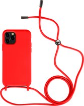 Iphone 13 MINI Siliconen telefoonhoesje met koord - Rood