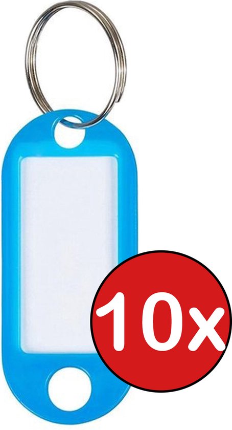 Foto: Sleutellabels sleutelhanger bagagelabel sleutellabel gekleurde naamlabels label blauw 10 pack