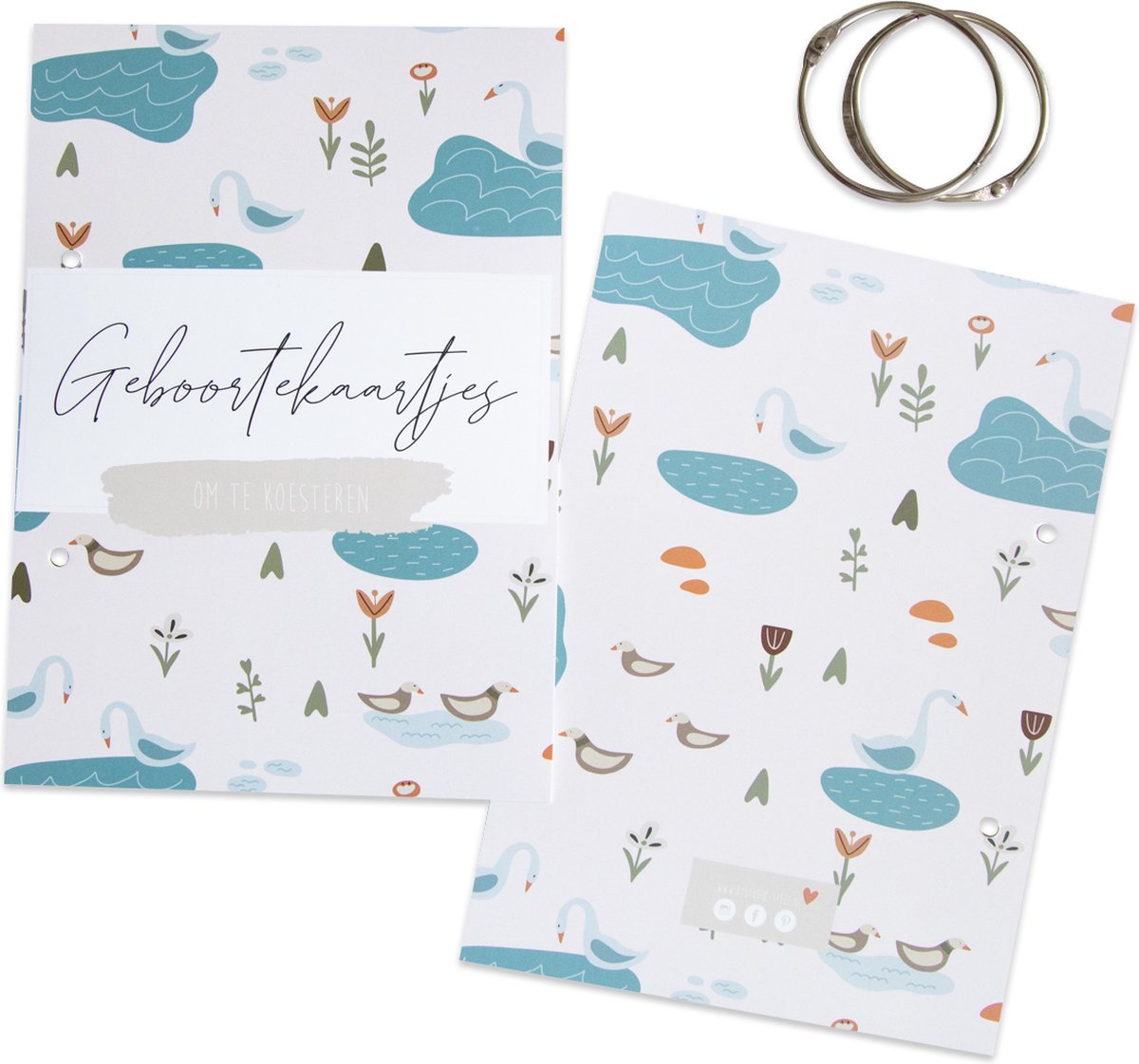Wenskaart - Wenskaart - Bewaarbundel | geboortekaarten | bewaarbundel geboortekaarten| bewaarbundel kaarten | Bewaarbundel A5 | Kaartjesbundel A5 | herinneringsdoos | duck | Eend | Dieren | Kraamkado | Babyshowerkado