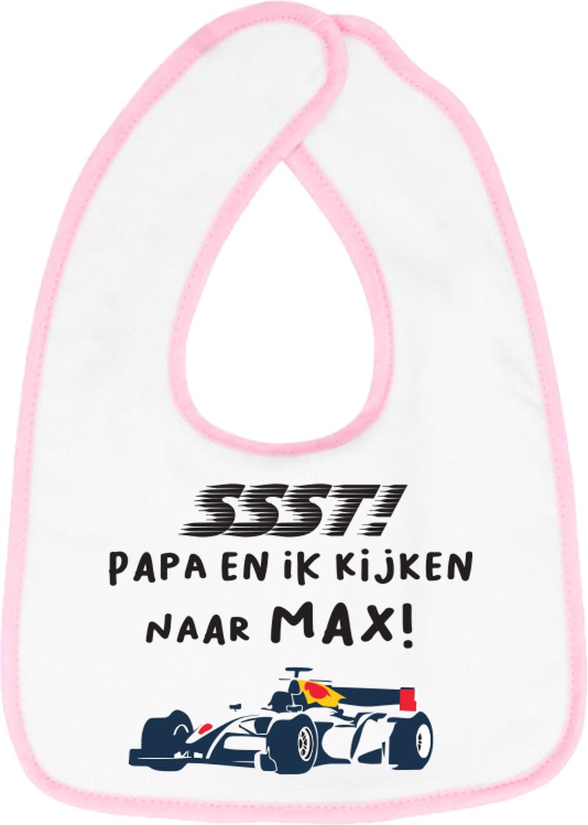 Goedkoopste Hospitrix Slabbetje met Tekst SSST! Papa en Ik kijken naar MAX Roze - Kerstcadeau - Cadeau Zwangerschap - Baby Kwijldoek - Kwijllap - Morslap - Bavette - go max - Cadeau - Zwangerschap - Aankondiging - Verstappen