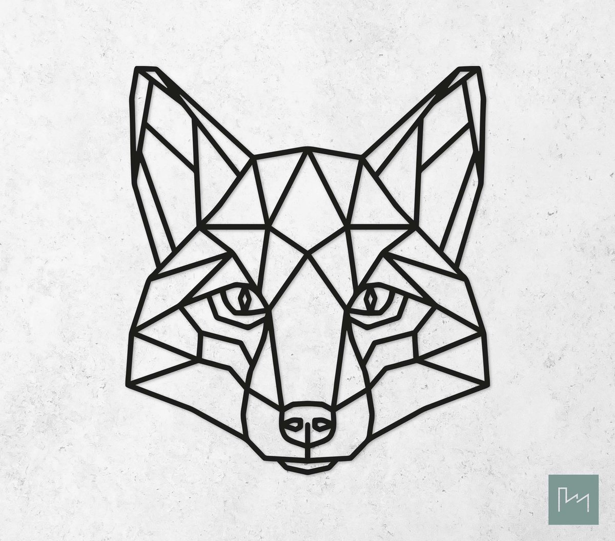Laserfabrique Wanddecoratie - Geometrische Vos - Large - Zwart - Geometrische dieren en vormen - Houten dieren - Muurdecoratie - Line art - Wall art