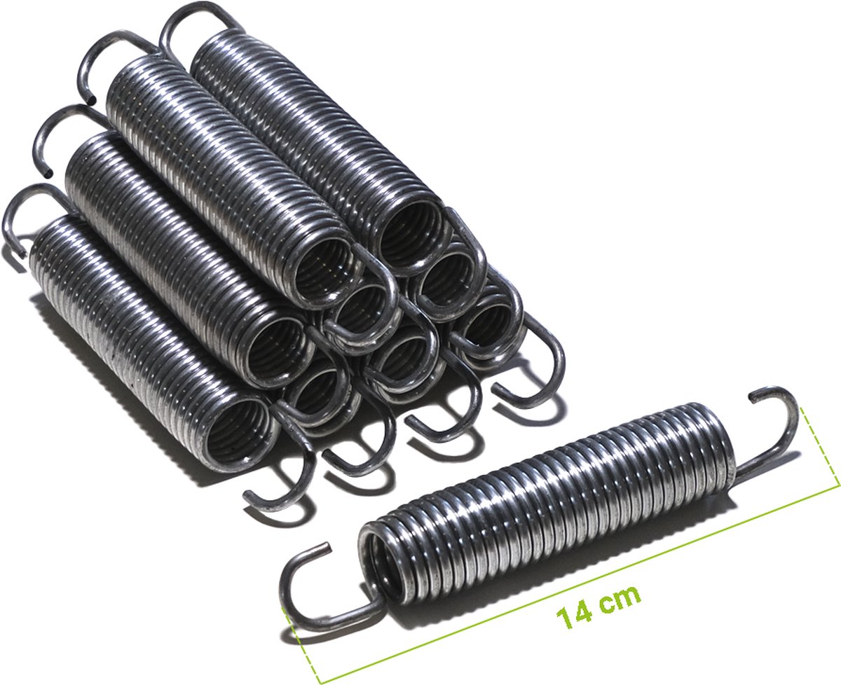 Universele Trampoline Veren - Lengte 14 cm - Set van 10 stuks - Hoge Kwaliteit Trampoline Veer 140 mm - Verenset van gegalvaniseerd staal